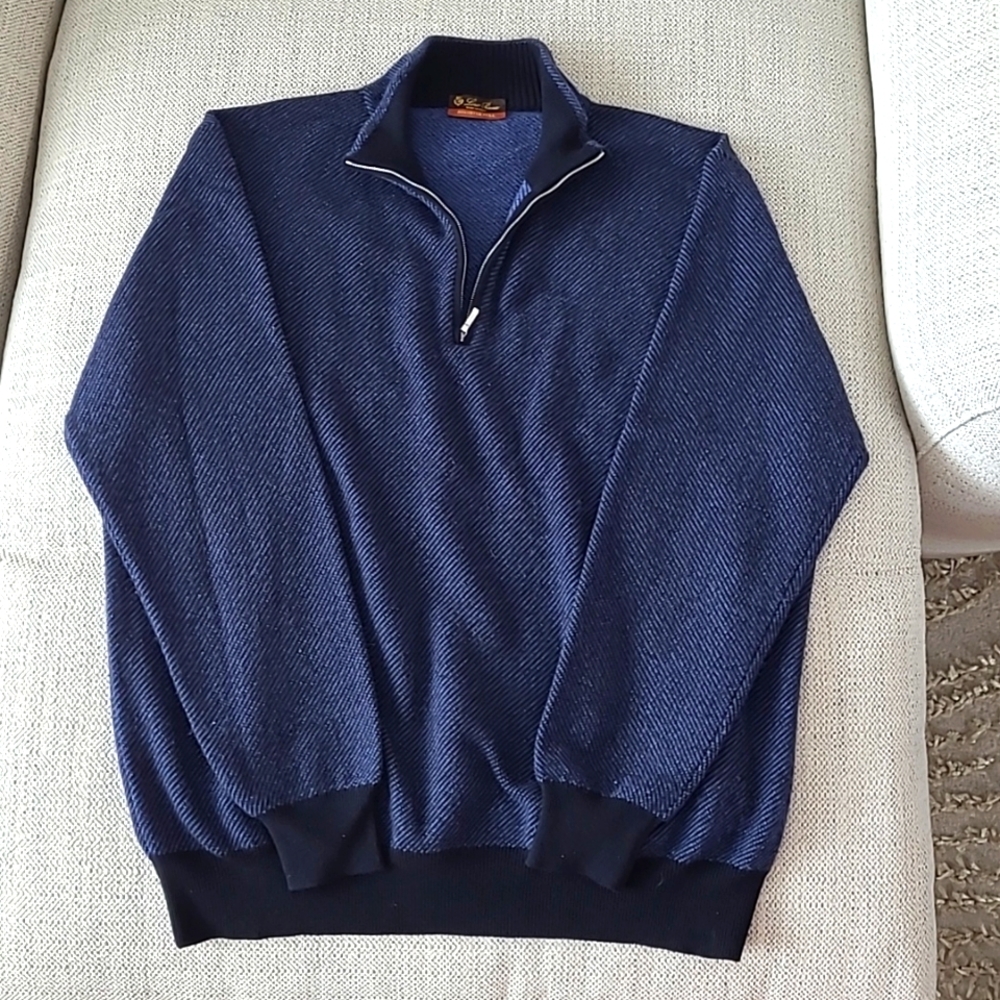 Loro Piana Roadster Pull Navy Blue Cashmere Sweater Size 36